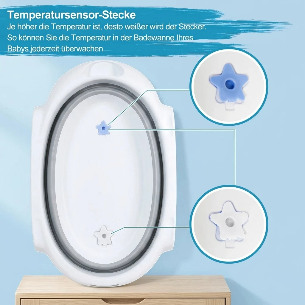 Clanmacy Babybadewanne Faltbare Badewanne mit Ständer PP&TPE Babybadesitz für 0-2 Jahre