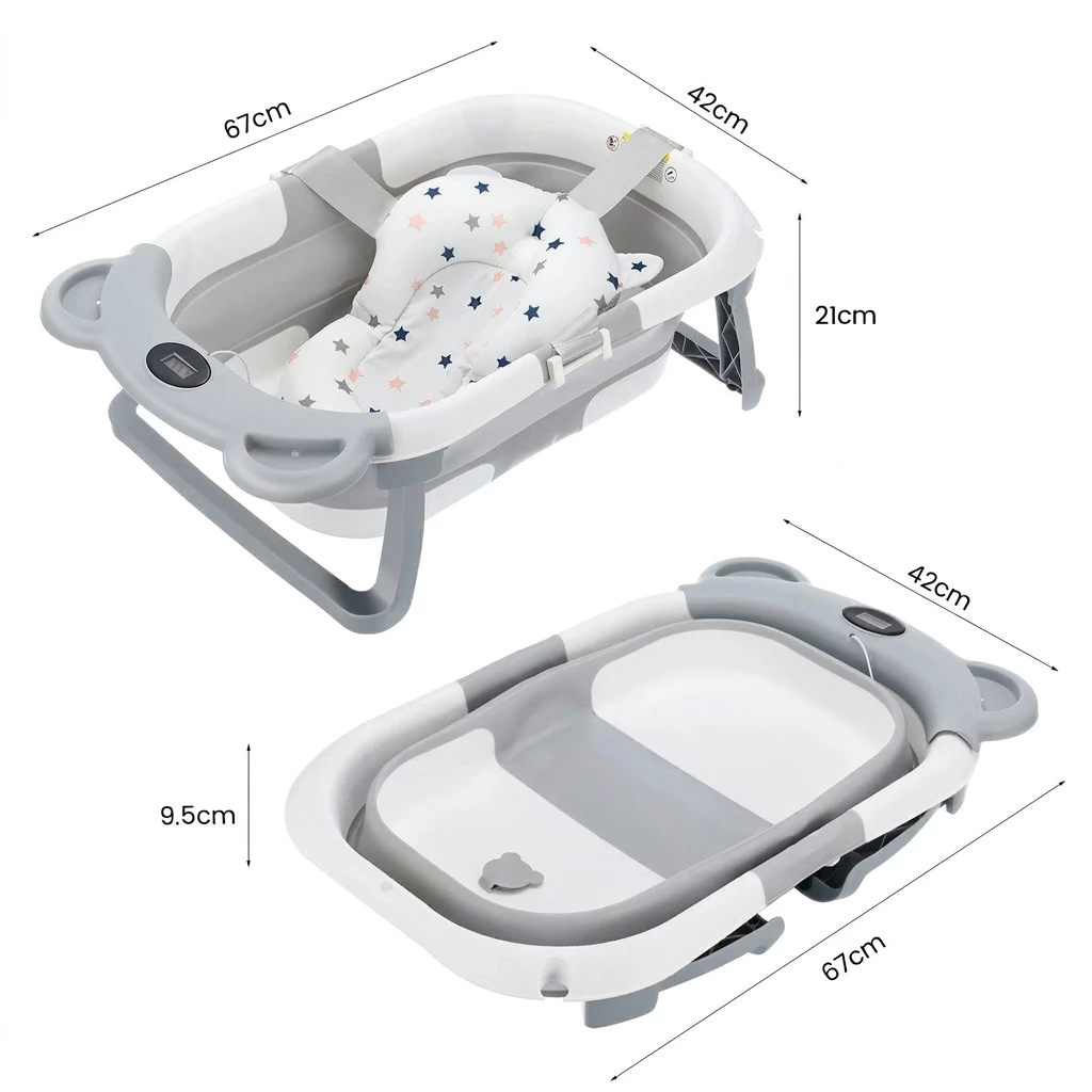oyajia Babybadewanne Faltbare Badewanne PP&TPE Babywanne Badewannensitz, für 0-2 Jahre