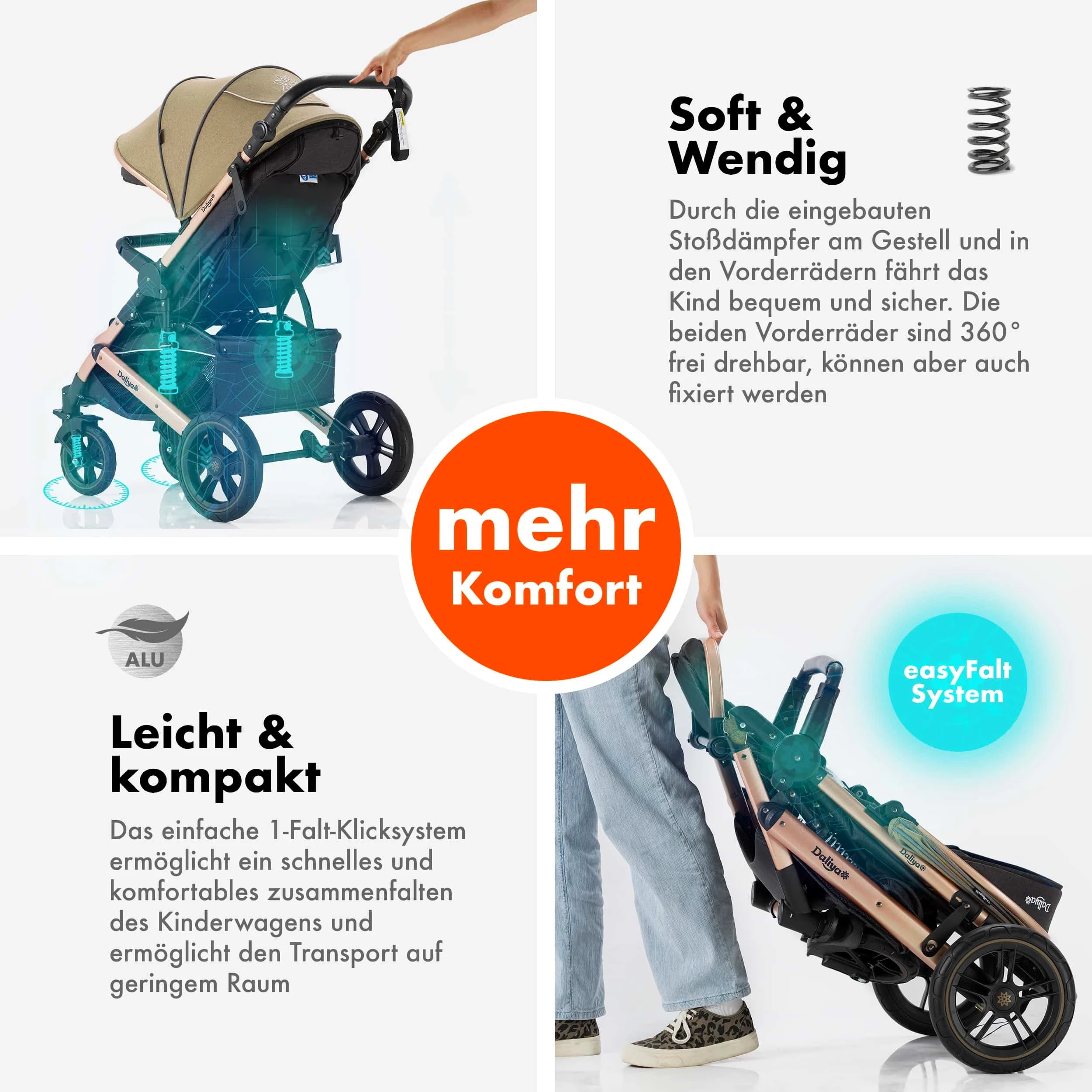 Kinder-Buggy RAPIDY Kinderwagen XXL Set, kompakt, Kinderbuggy, Sportwagen