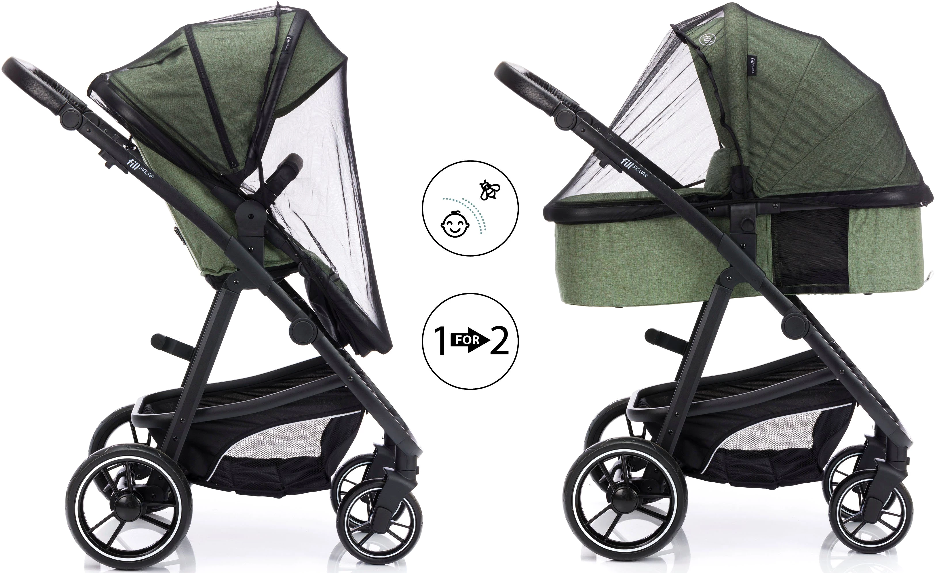 Fillikid Kombi-Kinderwagen Jaguar, (Set, 9-tlg)