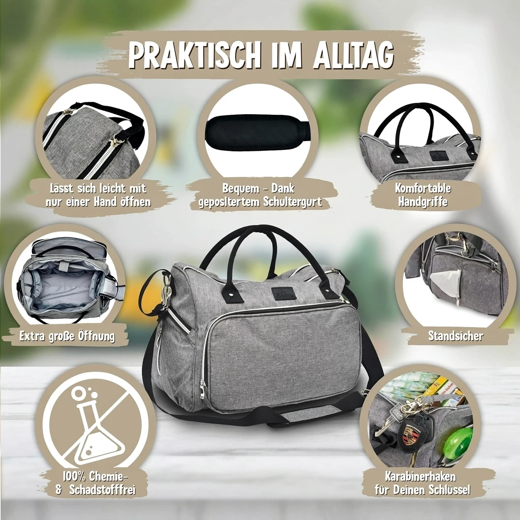 Emadele Wickeltasche Große Tasche mit Kinderwagen Halterung und Wickelunterlage