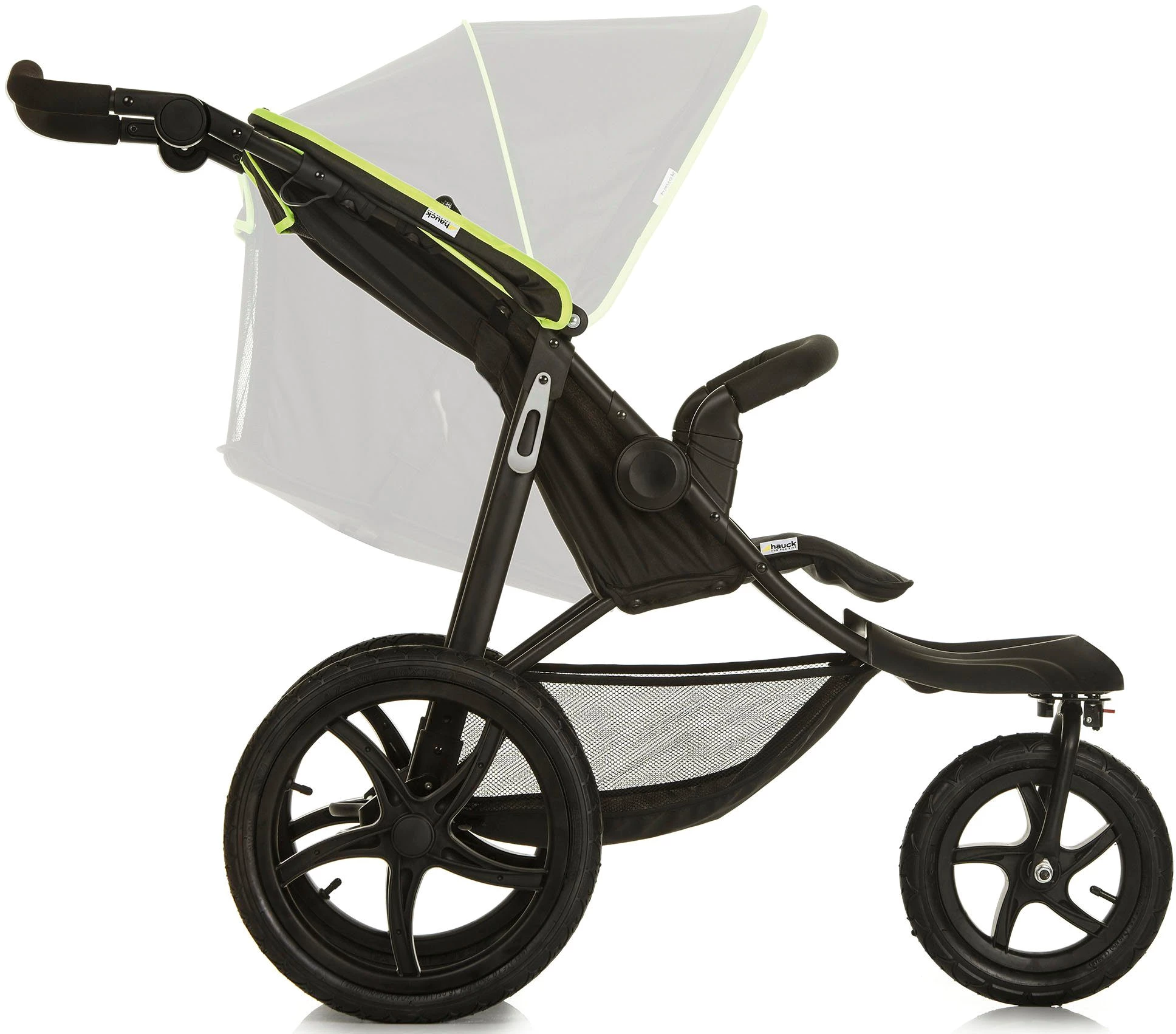 Hauck Dreirad-Kinderwagen Runner black/neon yellow, mit schwenk- und feststellbarem Vorderrad