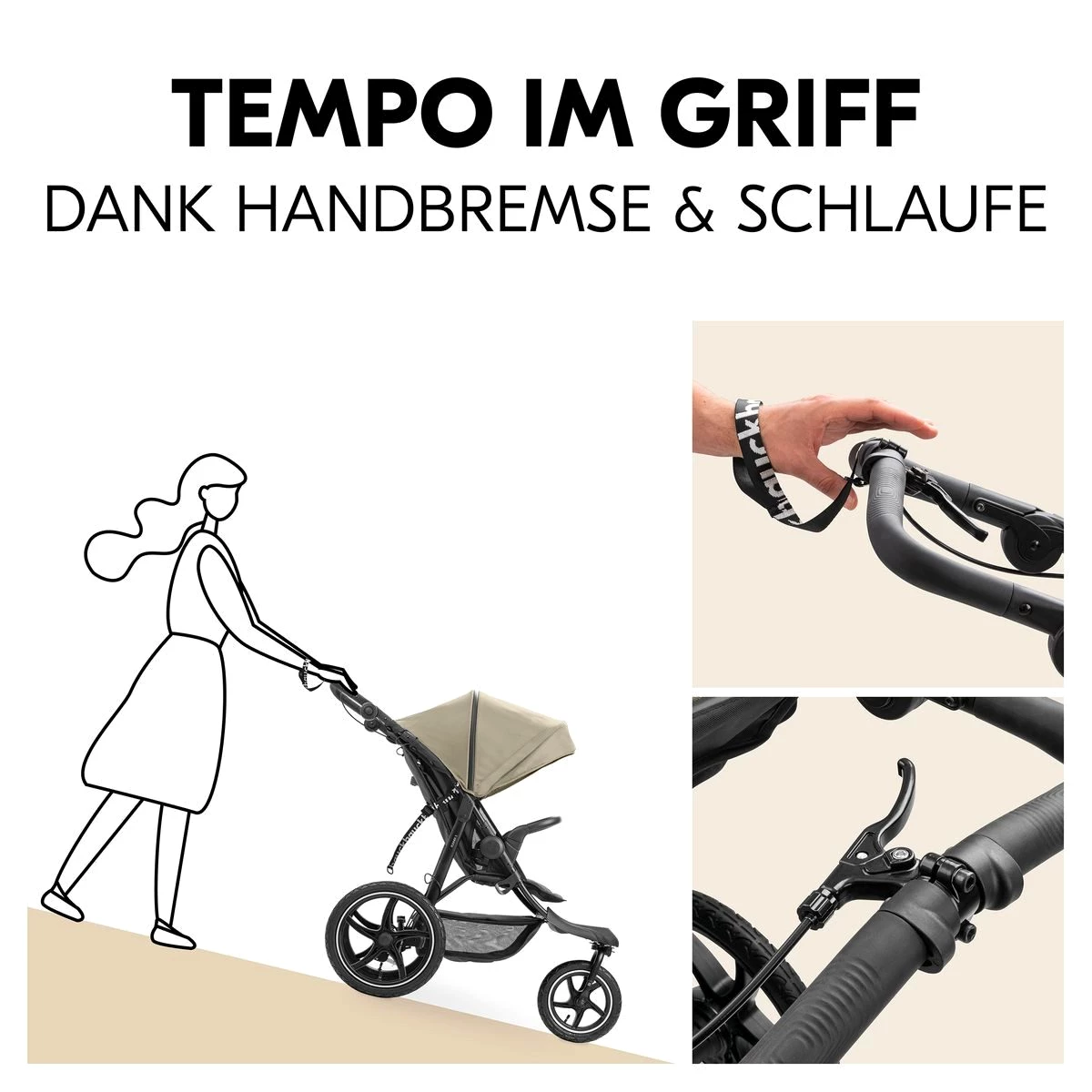 Hauck Sportbuggy Runner 3 - Olive, Sportwagen mit Luftreifen