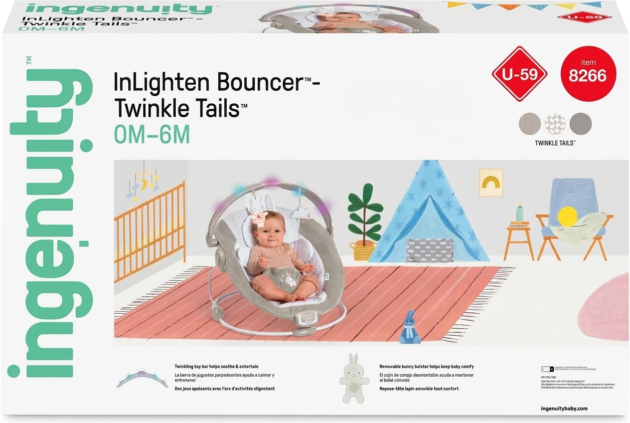 ingenuity Babyschaukel InLighten Bouncer™ - Twinkle Tails™, mit Licht und Sound