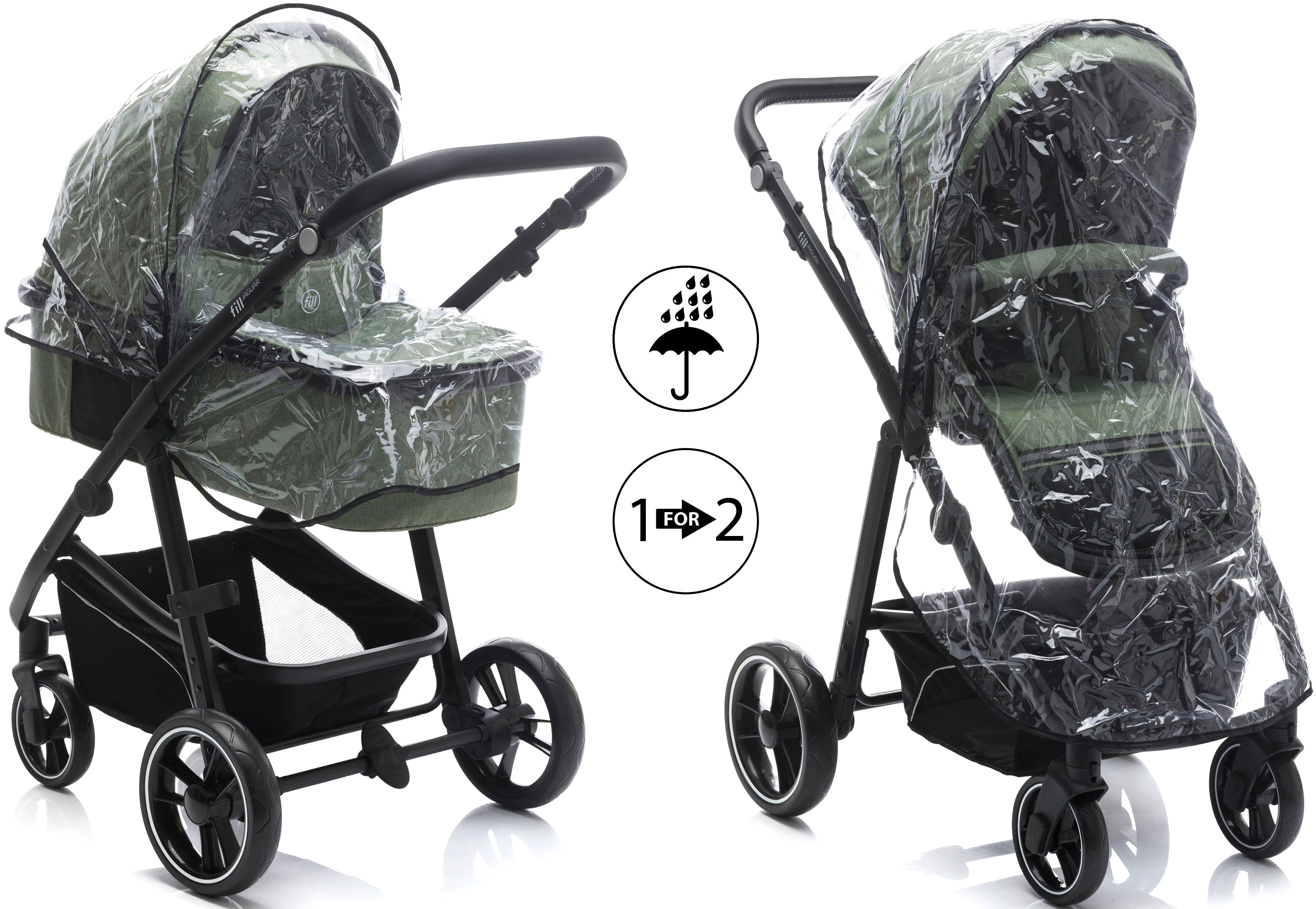 Fillikid Kombi-Kinderwagen Jaguar, (Set, 9-tlg)