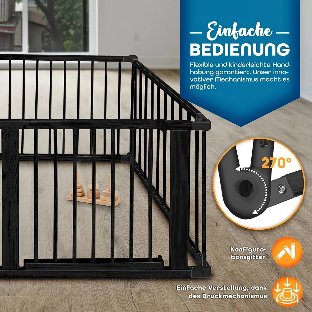 KIDUKU Laufgitter 7,2 Meter Laufstall XXL klappbar inkl. Tür, bestehend aus 8 Elementen