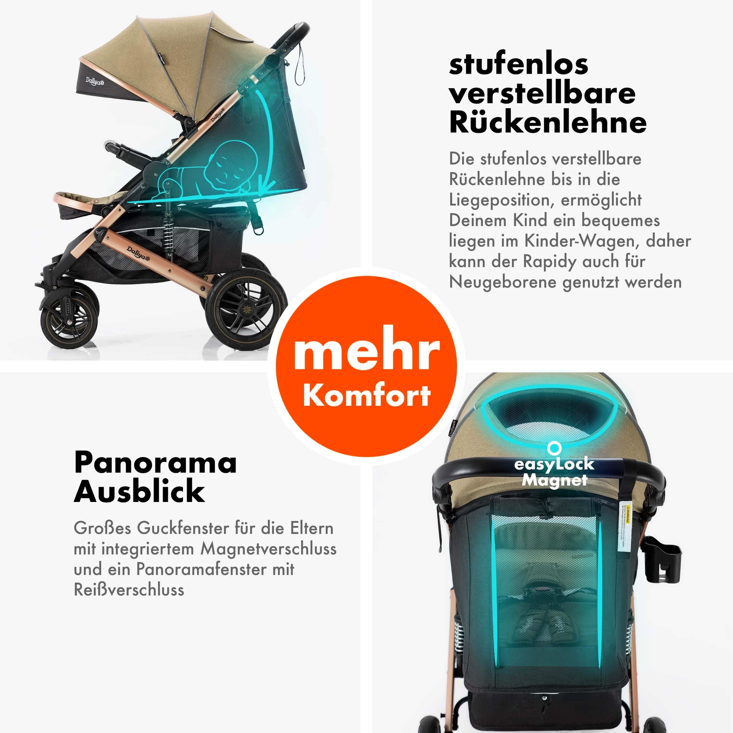 Kinder-Buggy RAPIDY Kinderwagen XXL Set, kompakt, Kinderbuggy, Sportwagen