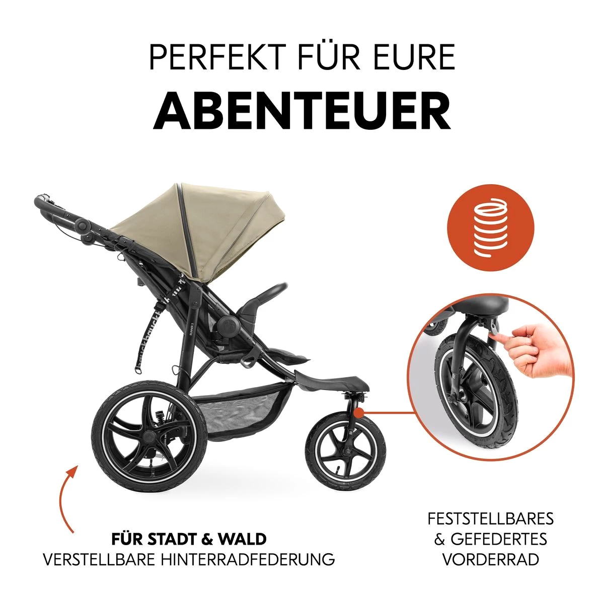 Hauck Sportbuggy Runner 3 - Olive, Sportwagen mit Luftreifen