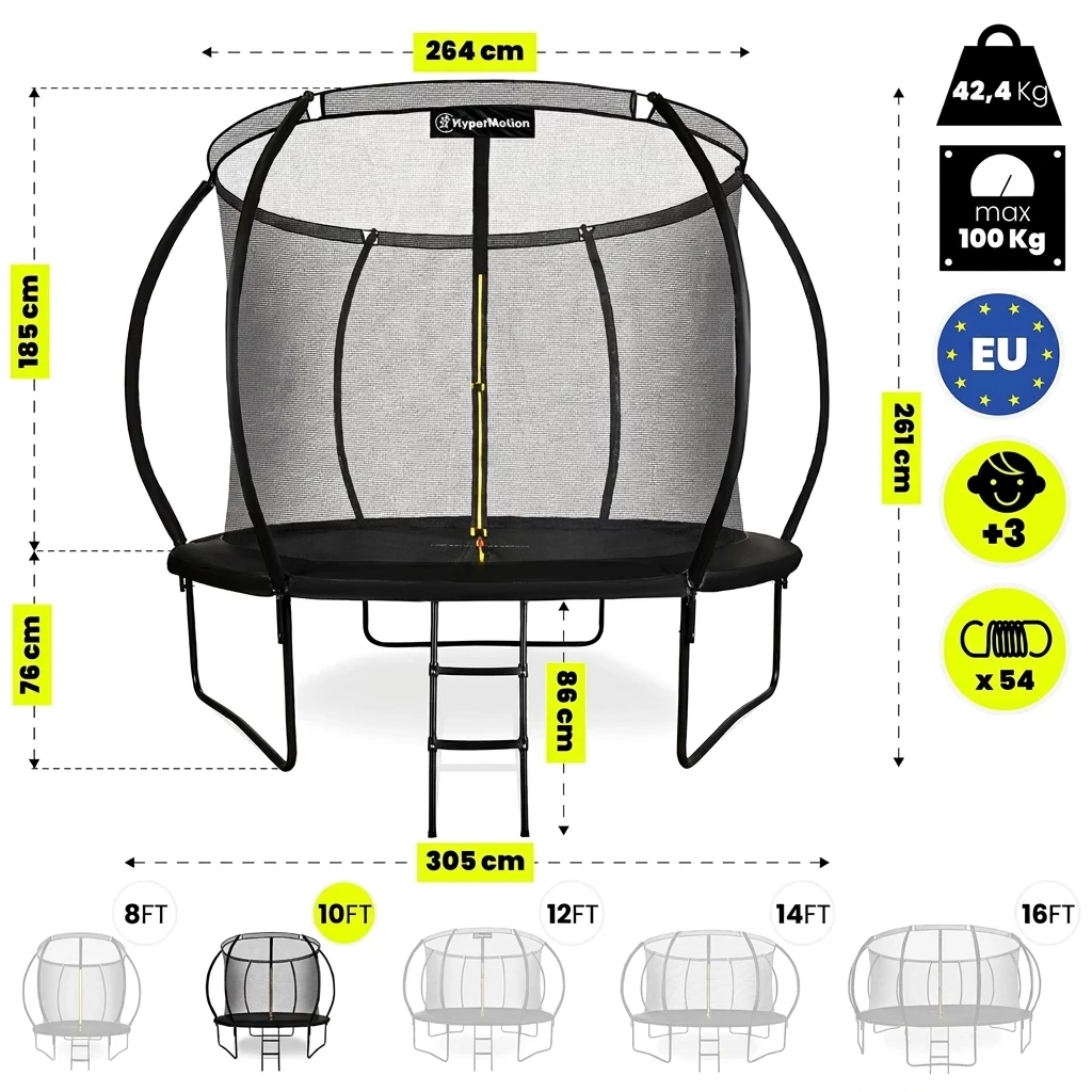 HyperMotion Gartentrampolin Gartentrampolin mit Leiter und Innennetz für Haus und Garten