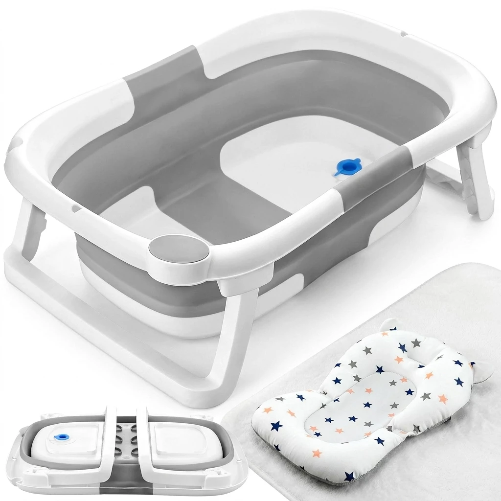OUNUO Babybadewanne Faltbare Badewanne für Baby, Silikon für 0-2 Jahre, 60*40*23cm