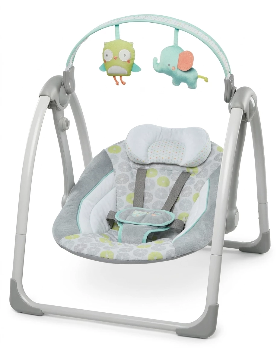 ingenuity Babyschaukel Swing'n Go, Hugs & Hoots, tragbar