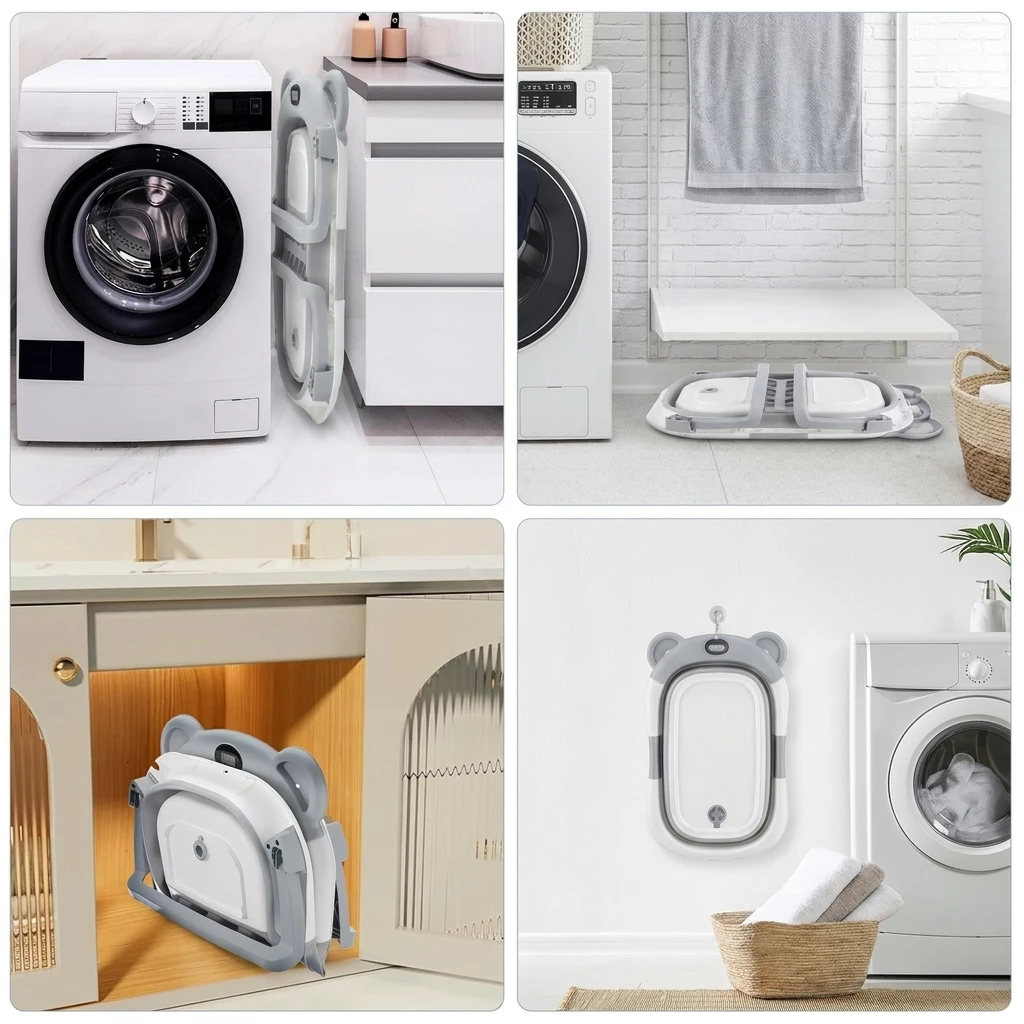 oyajia Babybadewanne Faltbare Badewanne PP&TPE Babywanne Badewannensitz, für 0-2 Jahre