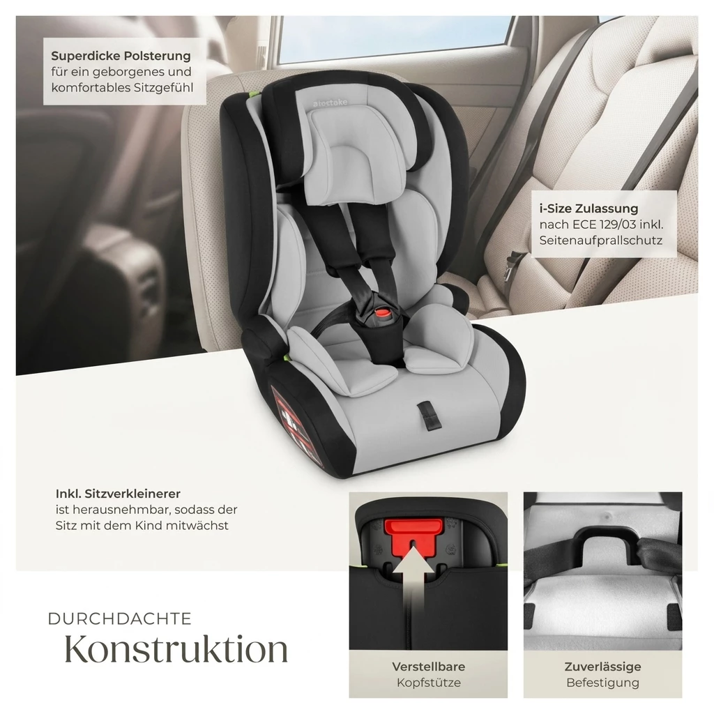 tectake Autokindersitz Autositz Sophie mit 5-Punkt-Gurt, i-Size Zulassung