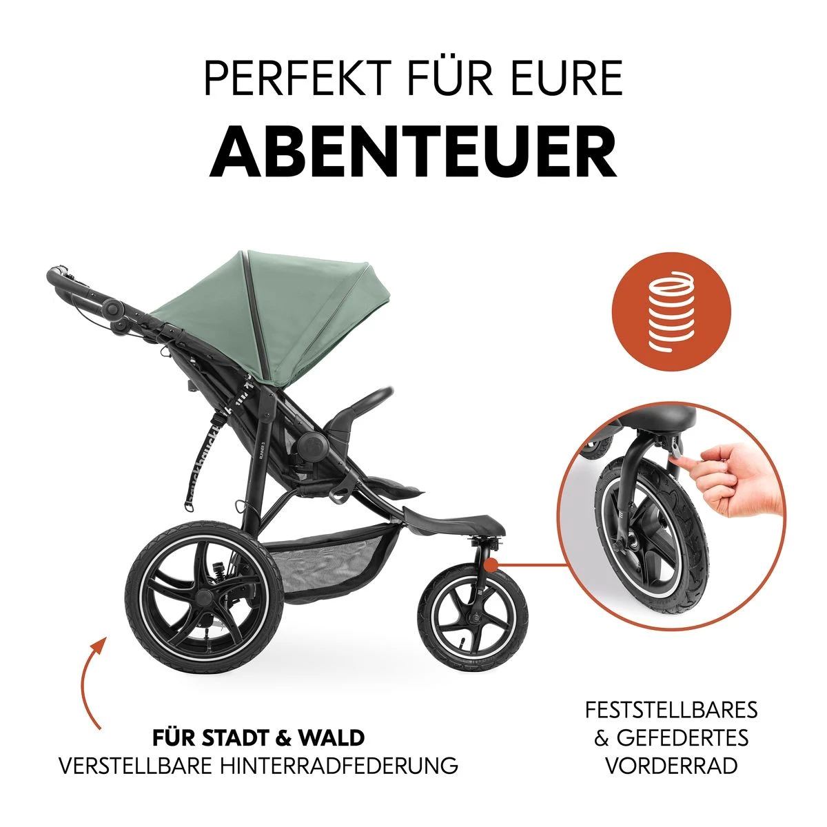 Hauck Sportbuggy Runner 3 - Jungle Green, Sportwagen mit Luftreifen