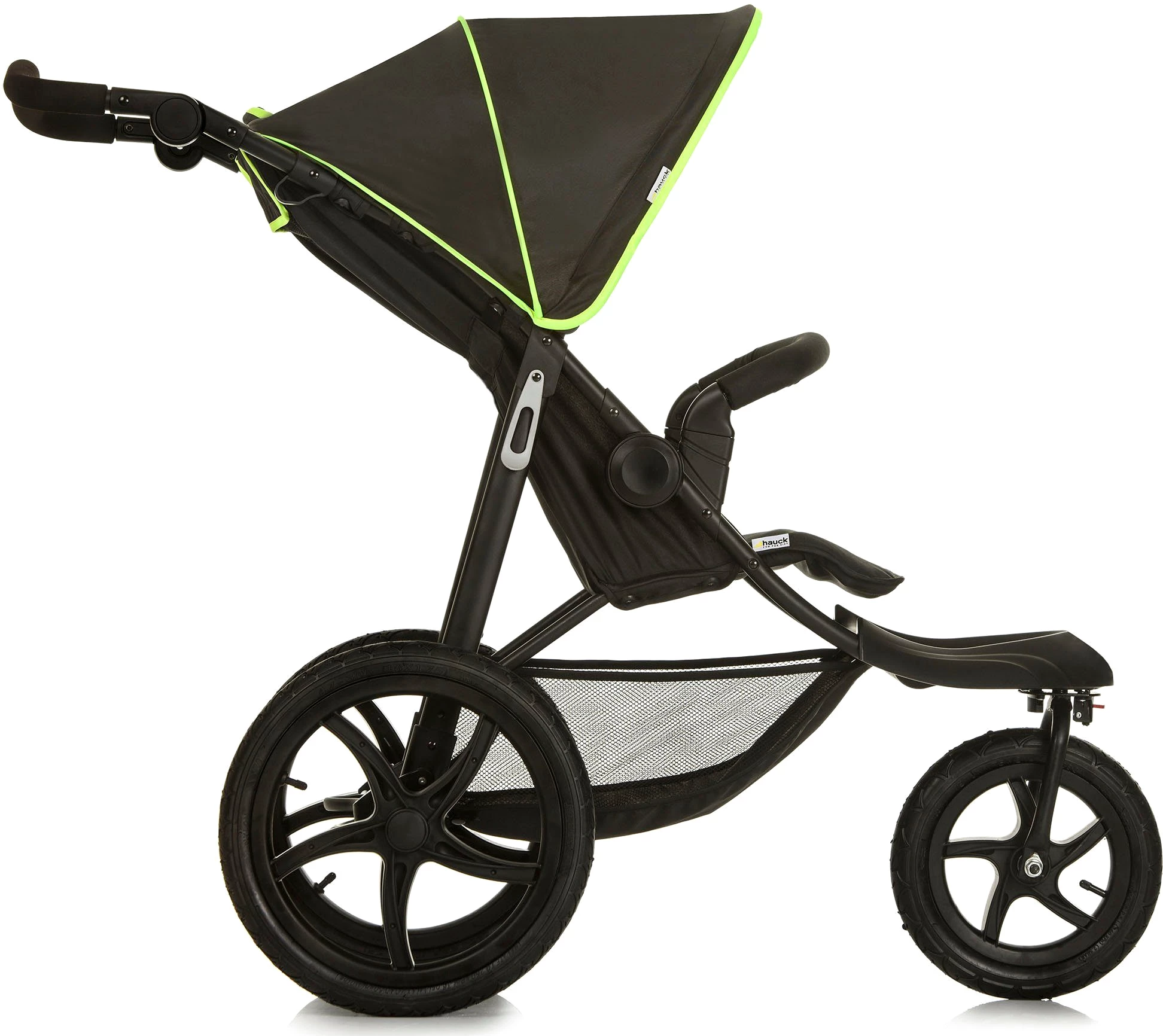 Hauck Dreirad-Kinderwagen Runner black/neon yellow, mit schwenk- und feststellbarem Vorderrad