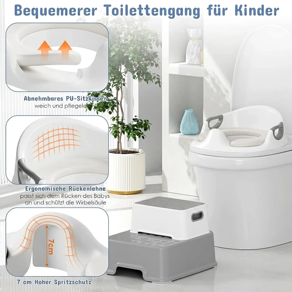 TLGREEN Toilettentrainer, Toilettensitz Kinder mit Tritthocker, Rutschfest, , Kindertoilette