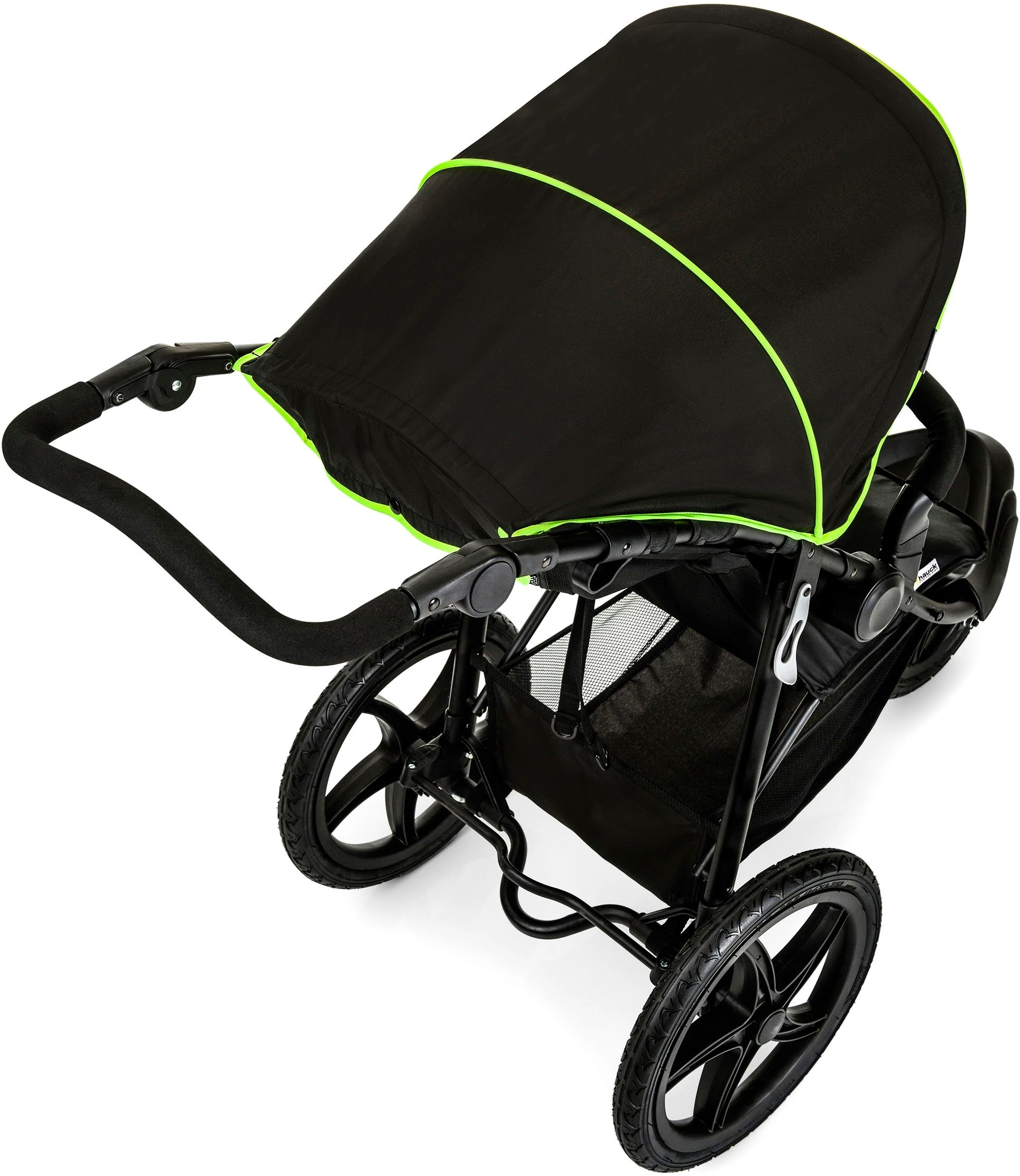 Hauck Dreirad-Kinderwagen Runner black/neon yellow, mit schwenk- und feststellbarem Vorderrad