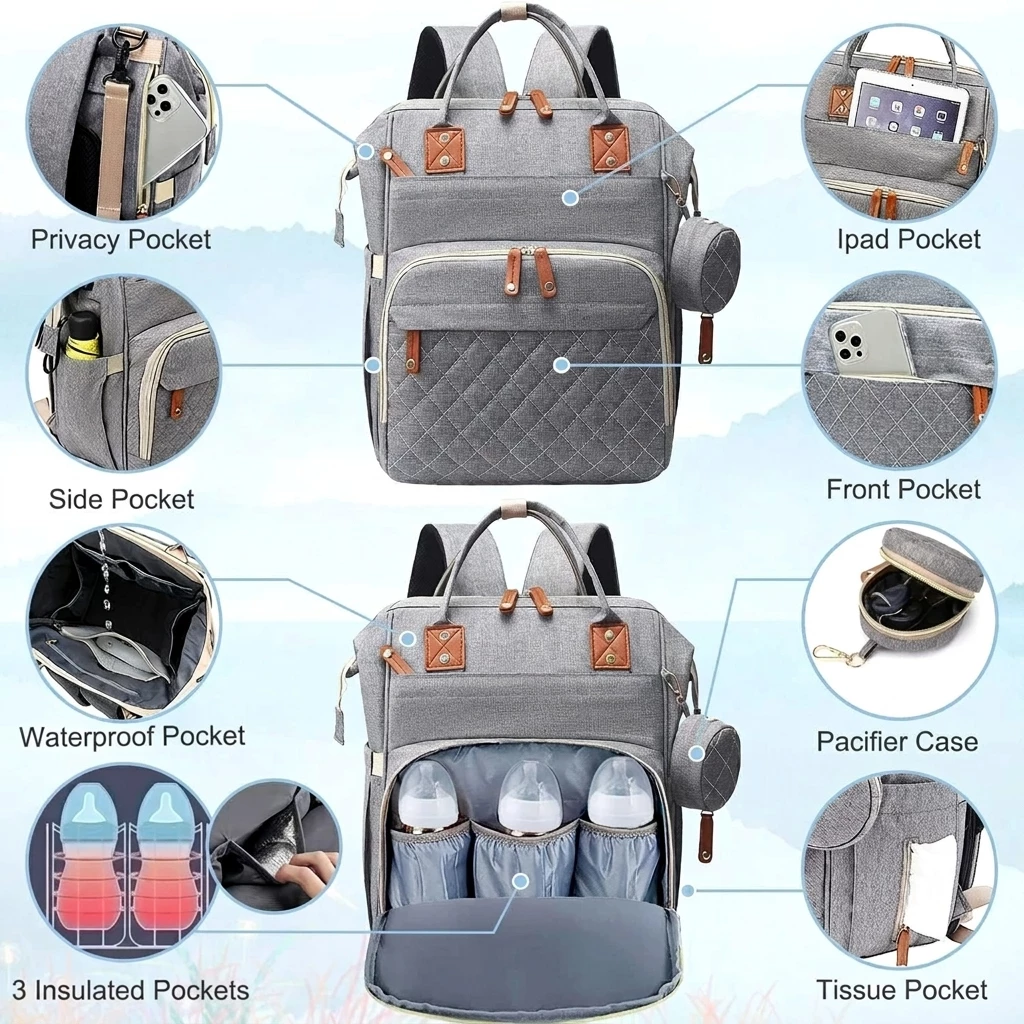 Forrlite Wickelrucksack Wickeltasche Rucksack Großer Baby Wickelrucksack mit Multifunktions