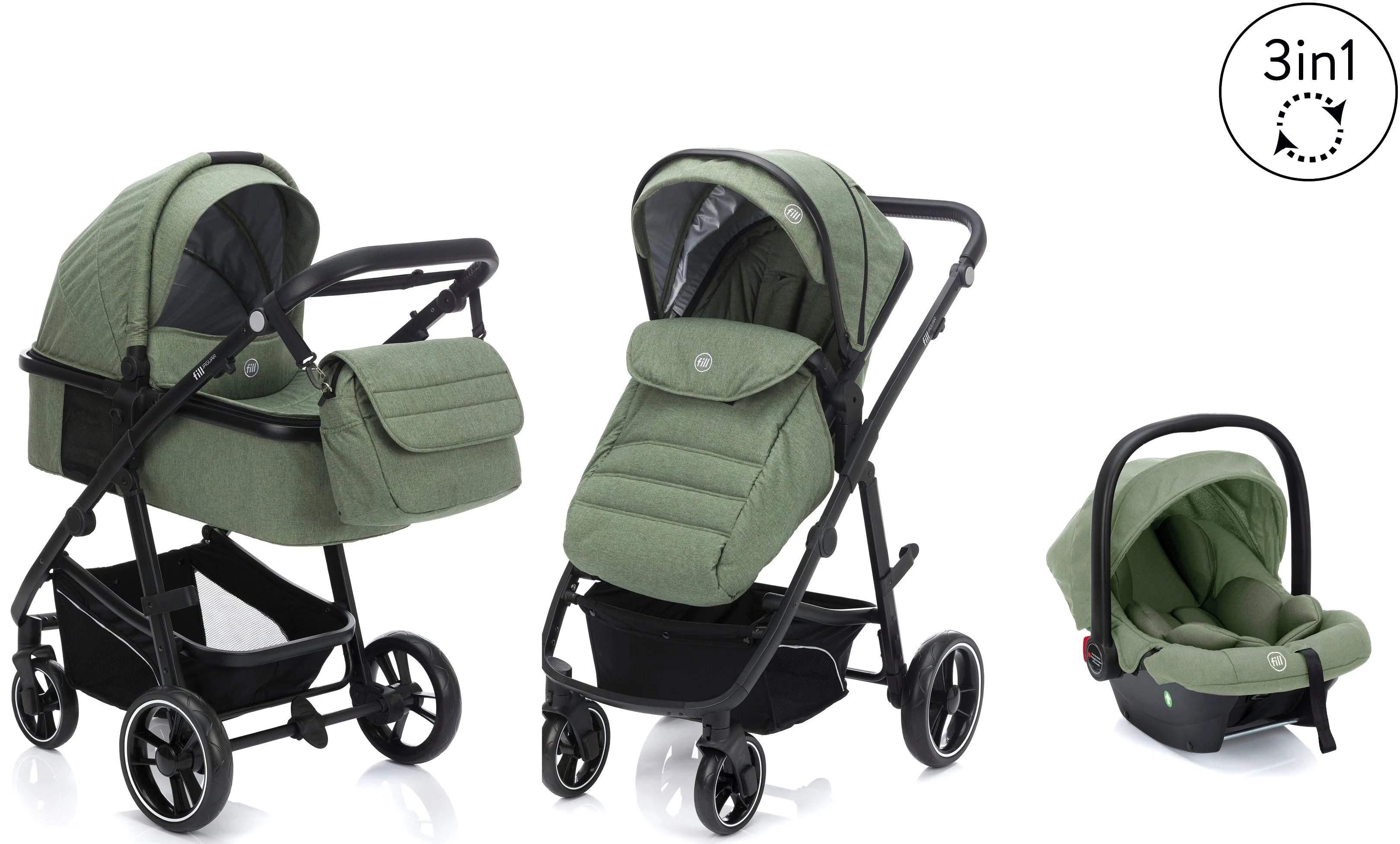 Fillikid Kombi-Kinderwagen Jaguar, (Set, 9-tlg)
